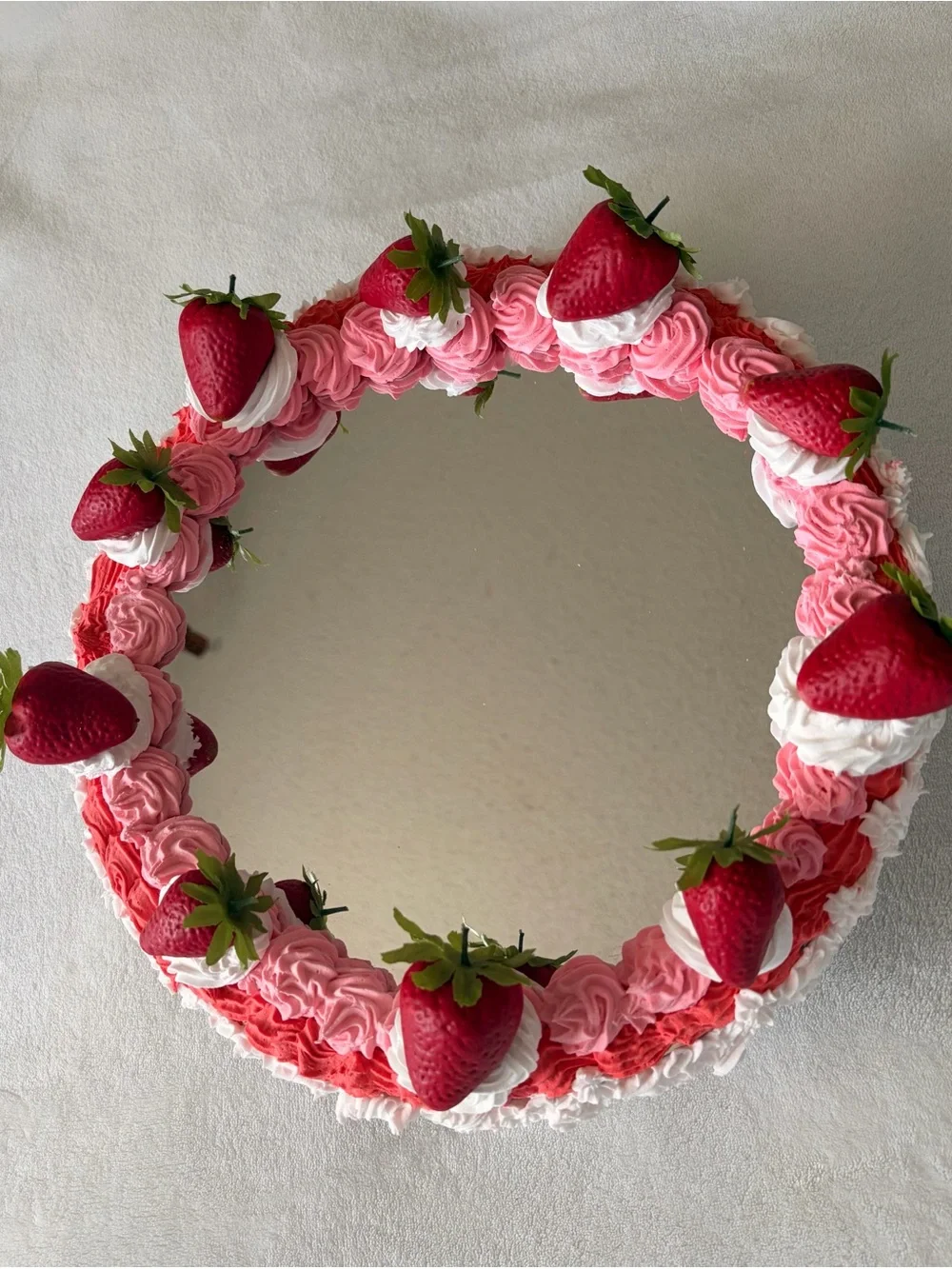 Strawberry Cake Round Mirror
